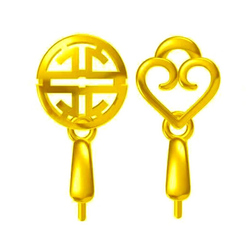 Fat Donglai same style pendant buckle head 18k gold thickened jade pendant buckle inlaid clip buckle melon seed buckle jade buckle necklace buckle 18K dark yellow 10 pairs of water drops