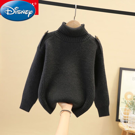 Disney Children's Cardigan Herren Big Kinderpullover New Style Boy's Turtleneck plus Samt verdickte Herbst- und Winterpullover-Babypullover im Off-White plus Samt verdickte 150