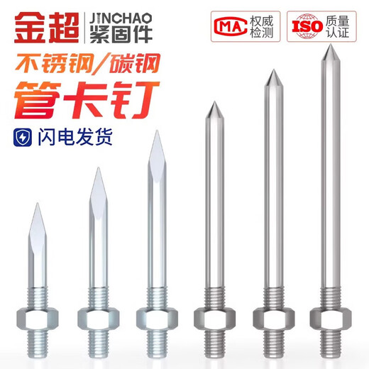 Jinchao 304 stainless steel pipe clamps galvanized hoop nails PVC pipe hoop wall nails extended screw clamp hanger M8*250 (1 set) 304