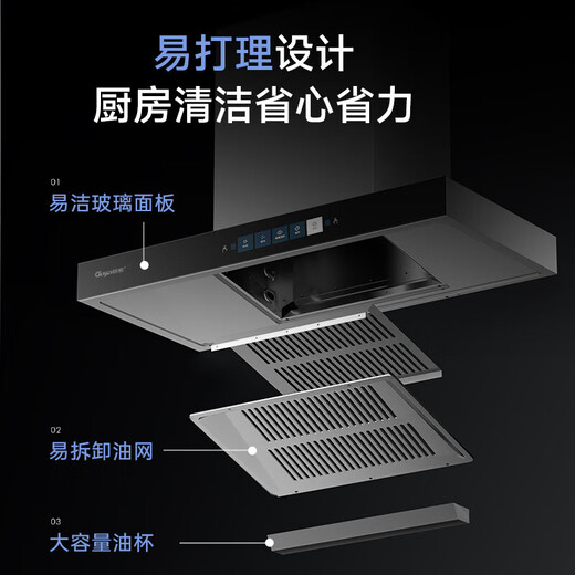 Gujia Range Hood Large Saug Haushaltsreichweite Kapuze Europäische Top-Saugküche kleine Größe Einzugsmarke-Emission Automatische Reinigungsbereich 900 breite Fünf-Taste-Berührungsbetrieb/Wellenkörpergefühl/Anleitung Installation (Tür Lieferung)