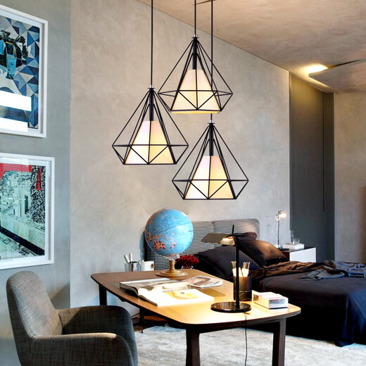 Weihuo Light Luxury Restaurant Chandelier Three Heads Nordic Modern Simple Single Bedside Aisle Entrance Dining Table Bar Table Internet Popular Chandelier 3 Heads Long Plate Snowflake White Warm Light 12W