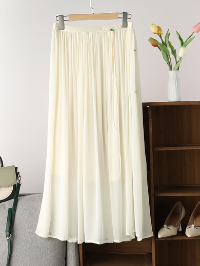Seidenfalten modische Sommerfaltenrock, fließendes langes Temperament, Nischendesign, Schlitzrock für Frauen, Rauchlila, HK6623 L 125-155jin [Jin entspricht 0,5 kg]