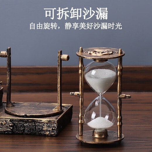 心楠情人七夕节礼物沙漏水晶球音乐盒八音盒儿童玩具男孩女孩生日礼物 复古铜色【灯光+音乐】