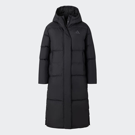 Adidas Down Jacket Jacke Frauen 2024 Neue Winter Sportbekleidung Windproof Casual Long Knie mit Kapuze Down Jacke JV6197 Schwarz/80% Ente Down M.
