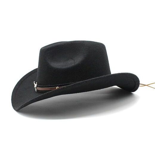 Hombo de vaquero de la moda del sombrero de la mujer del sombrero de jazz del sombrero de jazz retro del sombrero de copa negro y americano biselado gorro de vaquero Café M (56-58 cm)