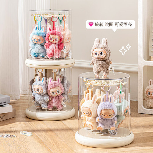 E7 Life Labubu Pendant Display Box Rotating Transparent Labubu Plush Doll Doll Figure Blind Box Storage Display Stand