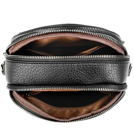 Beijing-Kauf von Frauentasche 2025 Neues modisches weiches Leder One-Shoulder-Shell-Tasche Frauen lässig vielseitige Crossbody-Tasche Handy-Tasche Schwarz schwarz