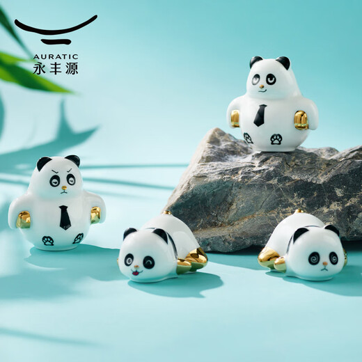 Yongfengyuan (auratic) Chinese tea set accessories, panda doll, tea pet, gift box packaging, desk tea table ornaments, Winwin cat ornaments (55mm-D style)