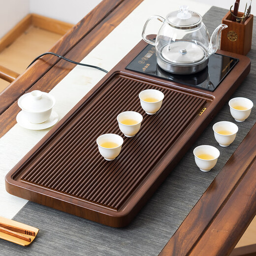 Mingzhu complete set of tea sets and tea tray set for home high-end living room and office kung fu fully automatic tea making station with kettle in one Huanghuali color 70*32 + six-fold gift single tea tray