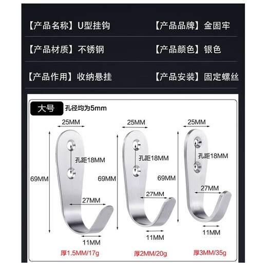 Jinguluo stainless steel hooks behind door single hook coat hooks bathroom coat hooks bathroom kitchen row hooks 10 pcs with screw decorative cover large size 2.0mm