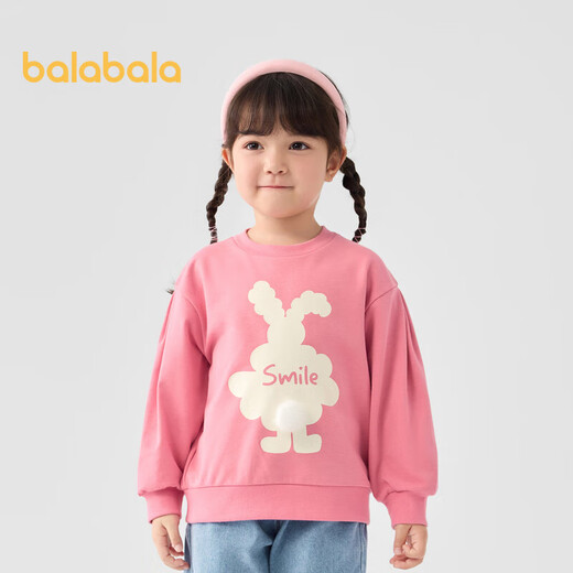 Balabala children's sweatshirt girls 2024 spring and autumn cartoon rabbit sweet round neck pullover top cute 208324121001