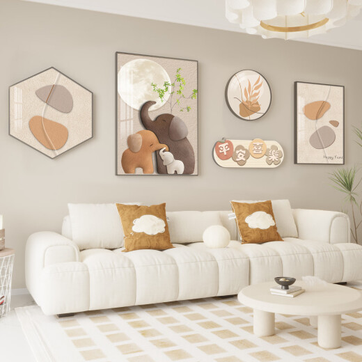 Cream style living room decoration painting warm bear little elephant deer warm color wall decoration combination sofa background wall hanging A2 style 32 (ps style) inch spread about 2.6 meters