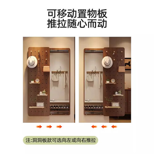 Xiaojiangti solid wood dressing mirror household floor-standing mirror bedroom full-body mirror rotating mobile clothes hanger integrated fitting mirror