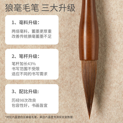 Liupintang brush brush with both hair and hair, professional-grade large, medium and small regular script for adults, Chinese painting, calligraphy and calligraphy practice, entry-level set of soft pens, Feihua Yaling 3 pieces