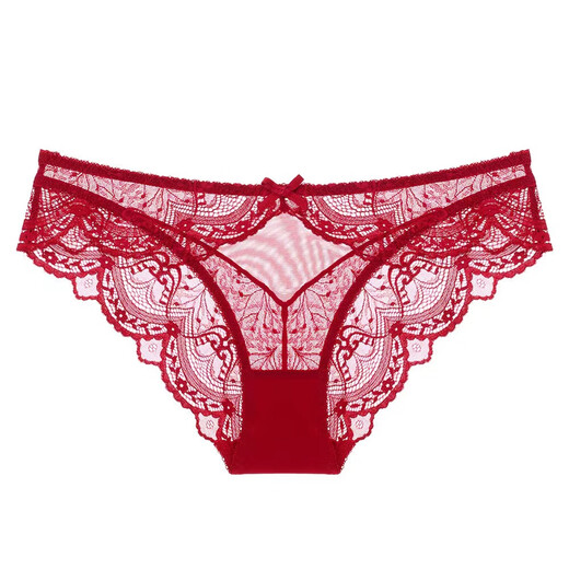 
WHIP BUNNY underwear sexy comfortable hollow women's low waist seductive lace thin breathable briefs bow 9216NK-Black L (suitable for weight 115-130Jin [Jin equals 0.5 kg])