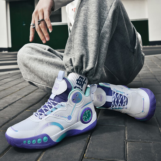 Zapatillas de baloncesto Phantom 3 Summer Mesh transpirable y anti -Slip Boy Sports Sports Adolescentes Prácticas Kobe Skekers 866 White and Purple - Moda de aire de malla Modelo 39 Presta atención para enviar calcetines de baloncesto pulseras