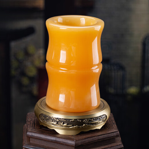 
MDNG natural jade large brush pen holder ornament retro decoration gift Chinese style creative personalized customization spot - bamboo joint bottle pen holder B12808