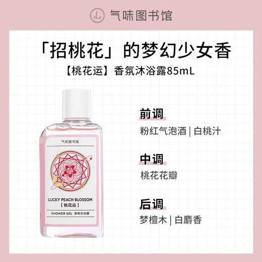 Scent Library Fragrance Shower Gel Perfume Body Lotion Shampoo Set Shower Gel Moisturizing Lotion Travel Set Clean Moisturizing Fragrance Peach Blossom Luck Shower Gel 85ml