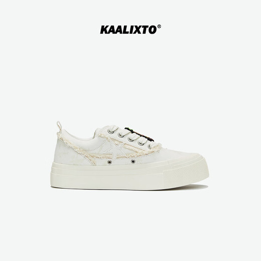 Kaalixto星星鞋原创国潮设计小众潮流新款光变白色椰树运动帆布鞋男女同款 白色 39