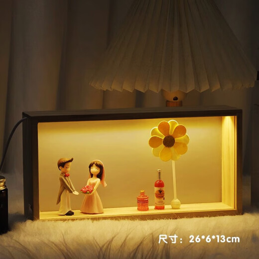 Regalos de cumpleaños de Juyujia para novias, parejas de niñas, pequeñas cajas de luz nocturna, decoraciones de madera, artesanías para la esposa Ziyun Luces nocturnas de parejas 26*6*13