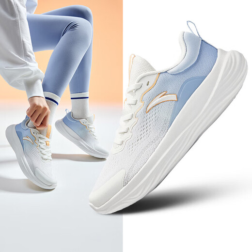 ANTA Women's Shoes Shenxing Lite丨Training Shoes for Women 2026 Spring Cushioning Anti-Slip Jogging Sports Shoes Commuting Hiking Shoes Paper White/Oxygen Blue-4 36.5