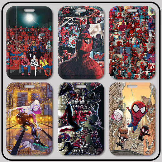 Spider-Man Cross-Union Myers Gwen Set Set Student Campus Cards and Meal Cards Cartes de bus et cartes de métro D Spider-Man Z12352 [Ensemble de cartes + Keychain en tricot blanc]