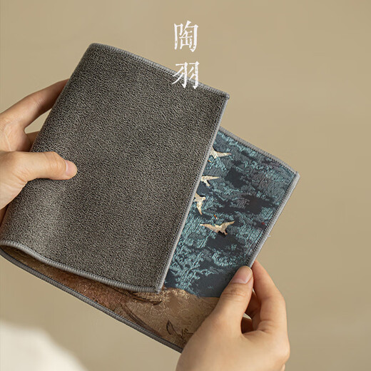 Pottery feather suede tea towel tea cloth tea table towel rag light luxury Chinese absorbent pot towel tea mat kung fu tea set accessories porcelain brocade tea towel Ruihe Tu