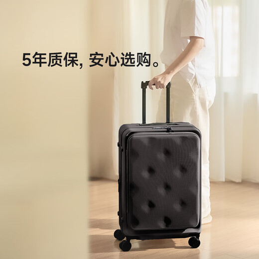 不莱玫行李箱女拉杆箱男旅行箱大容量密码侧开盖商务托运箱28英寸 黑色