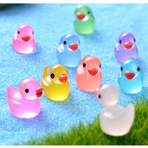 Internet celebrity luminous mini color crystal duck toy car ornaments luminous decompression animal small objects duck ornaments set of 9