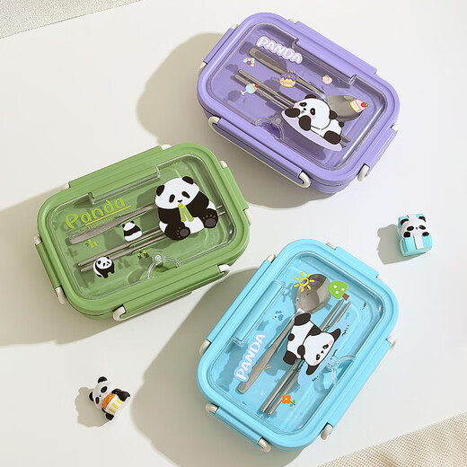Maixuan isoliertes Lunchkinokintenarbeiter 316 Edelstahl getrennte Lunchbox Mikrowellenheizung Bento Box mit Trennungsdämmschachtel 3 Gittergrün 1050 ml [kostenloser Löffel und Stäbchen]