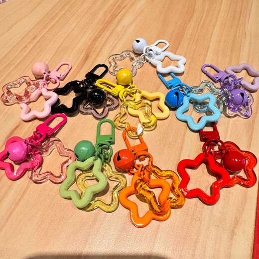 Sanazixun spelled bean keychain accessories accessories hanging chain colorful acrylic star ring cute bell star diy school bag mixed color 10 pieces