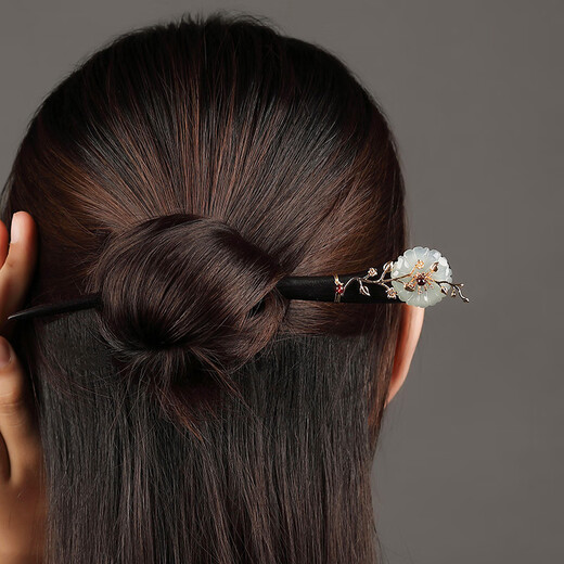 Ancient sayings, modern style hairpins, ancient style hairpins, rocking jade hairpins, tassel hair accessories, simple modern daily Chinese style black sandalwood hairpins for women