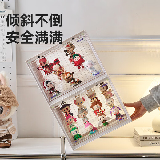 Jingdong-made blind box display box layered transparent dust-proof figure storage box Bubble Mart labubu display stand 3-layer ladder