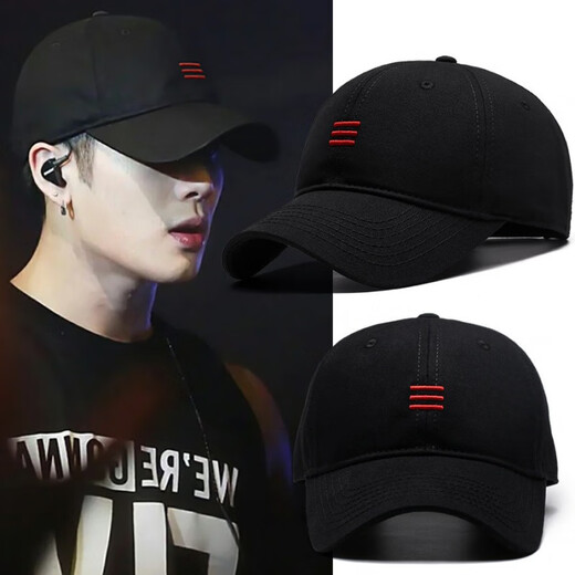 川玖田一棒球帽男大头围帽子男球帽显脸小遮阳帽鸭舌帽户外登山男帽遮阳帽 黑色红杠 均码 均码适合正常头围(55-59CM)