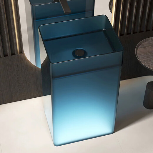 Basin de colonne d'art cristallin Basin de lavabo à rechange intégrée peut briller le bassin de lavage de colonne en résine transparente colorée 6628 (la couleur peut être sélectionnée)