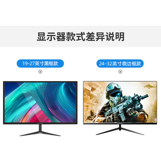 19-27英寸电脑显示器超清2K/4K电竞游戏144高刷曲面IPS台式电脑显示屏可选32英寸二手 多款式可选择 19英寸 75Hz黑框款 HDMI