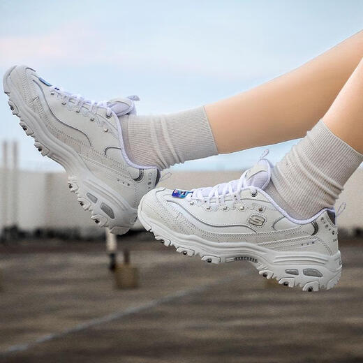 
Skechers women's shoes Spring and Autumn 2025 new thick-soled height-enhancing daddy shoes retro generation panda shoes versatile fashion white shoes 11979-WSL/white 35