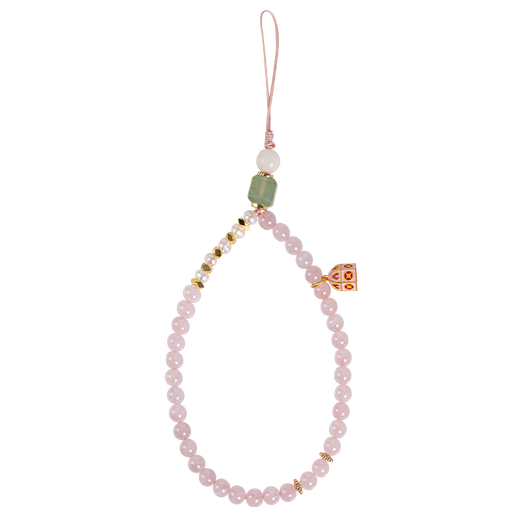 Donglaiye Yumeiren's original mobile phone hanging chain Chinese style lanyard wrist hanging chain pink crystal fresh water pearl white jade camera hanging decoration earphone cover anti-loss lanyard jewelry pendant
