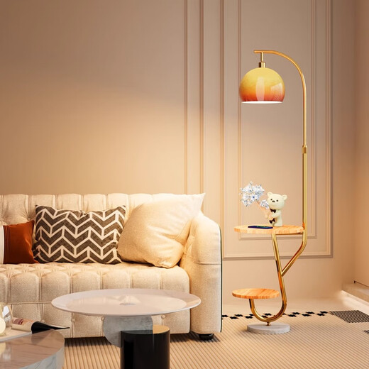 Zhong Shuai's antique style floor lamp living room sofa next to the shelf ornaments American retro bedroom bedside table integrated black-walnut color desktop-stepless dimming