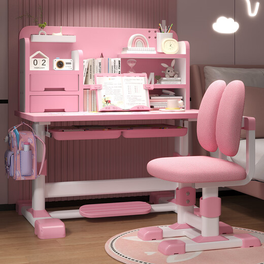 YouHeng Kinderstudiestabelle Grundschule Schülern Desk 6-18 Jahre altes Schreiben von Haushaltsschreibstuhl Set ETZY-03 80 Tischbreite + Ridge Stuhl/Schule Bachelor-Pulver-Basiststil