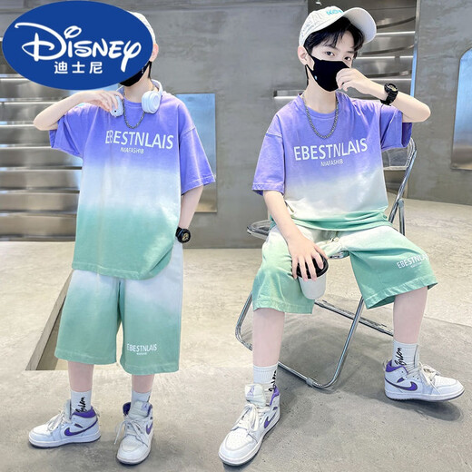 Disney (Disney) Jungen Sommeranzug Dünne 2024 neue Kinder Sommerkurzärmel-Shorts mittelgroße Kinder im Sommerstil hübsch und modisch 689-GREY-Anzug 170
