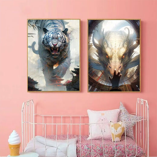 The four major national trend beasts of Taoli Family National Trend 1000 pieces of wooden puzzles of Chinese style tiger adult educational toys and gifts decorative paintings of national trend beasts (gift box)-M1585 1000 pieces of wooden puzzle gift boxes (break away)