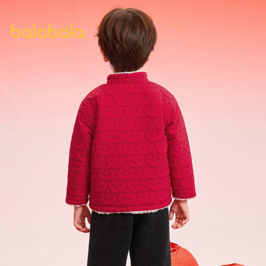 Balabala baby cotton coat 2025 warm new year clothes for boys and girls out and about New Year red plus velvet 208125171202