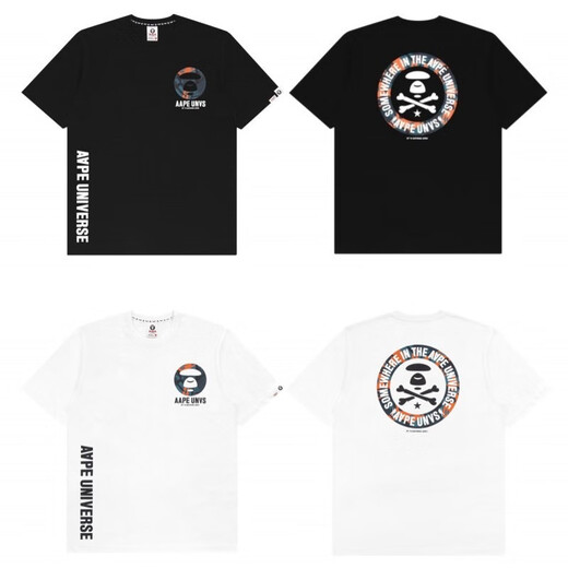 Aape kurzärmelige Sommermänner und Frauen gleiche vielseitige Paar halbärmelige Hemd-Tarn-Affen-Kopf-Trend Black 691 Pure Cotton High-Qualität M 90-110Jin [Jin entspricht 0,5 kg]