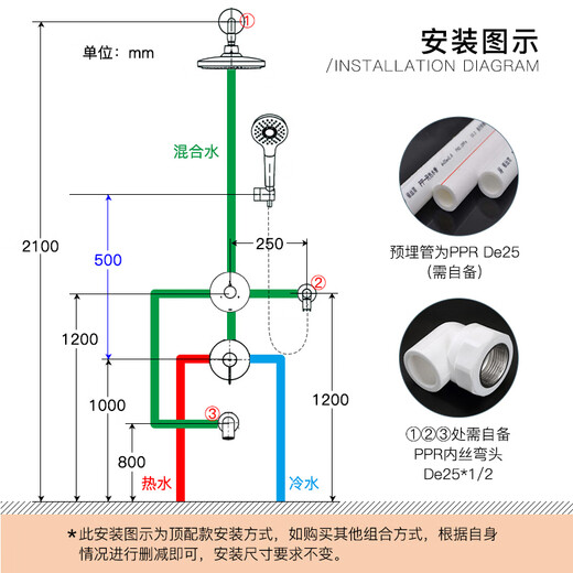 TOTO暗装入墙式淋浴花洒TBG11303 11304隐藏嵌入墙浴缸全铜水龙头 双路出水面板+三模模花洒+顶喷