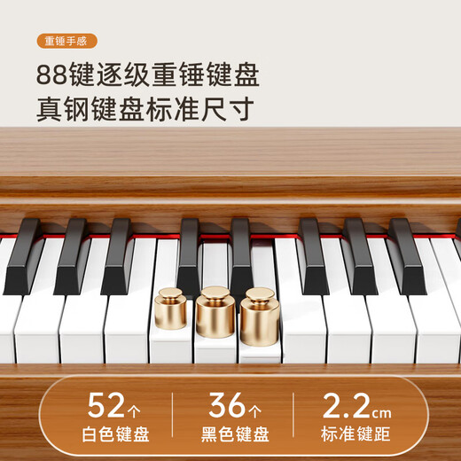 Betsy B351 electric piano 88-key hammer electronic piano for adults and children, home practice for beginners, professional examination piano B350Pro-standard 88-key wood grain brown + round leg bracket