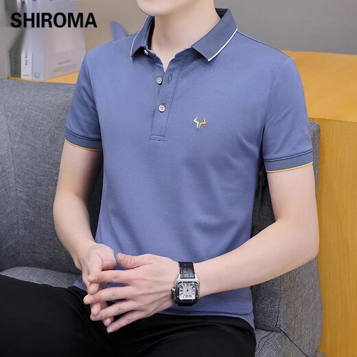 Shiromapolo Shirt Herren Kurzärärmelte Revers Summer Neuer modisch vielseitiger, halbärmeliger Top Trendy Koreanische Version QY681 Black 3xl