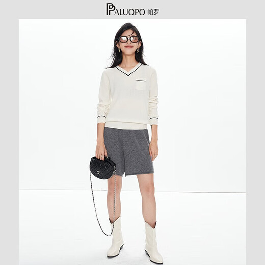 PALUOPO Cashmere Shorts Women's Casual Sports Hot Pants Cashmere Autumn and Winter New Pants Hot Pants TS003R Dark Gray XL 170