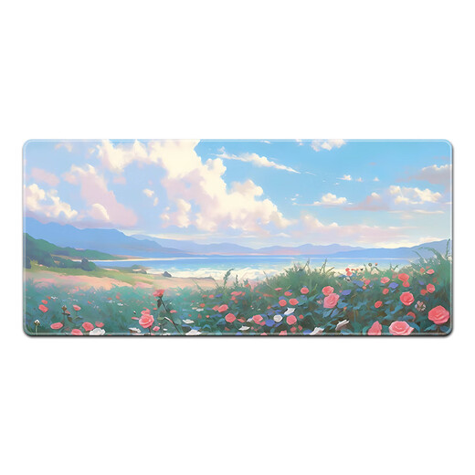 Ruqinlian Paisajista Pintura de ratón Pintura de ratón extra grande Pintura al óleo de aceite para hombres y niñas Mesa de trabajo de la oficina de trabajo de la oficina de escritorio de la computadora del escritorio del escritorio de la almohadilla elevada del borde engrosado Anti-el deslizamiento personalizado y el desgaste 12596 flores de primavera floración larga 800 mmx 300 mmx espesor 4 mm 4 mm