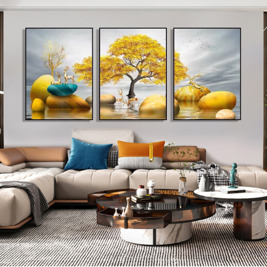 多瑙梦北欧壁画装饰画客厅三联沙发背景墙挂画现代简约大气餐厅卧室墙画 U1049 20*30三联画_9mm薄板_质感c